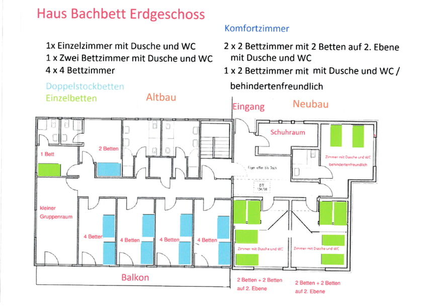 Belegungsplan Haus Bachbett - Erdgeschoss
