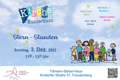 Kirche Kunterbunt 3. Dezember 11.00 Uhr Tillman-Siebel-Haus