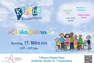 Kirche Kunterbunt 17. März 11.00-13.30 Uhr TSH