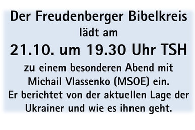Bibelkreis lädt ein: Besonderer Abend mit Michail Vlassenko (MSOE) 21. Oktober | 19.30 Uhr TSH