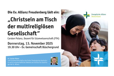 Allianzvortrag 13. November | 19.30 Uhr Ev. Gemeinschaft Wendinger Straße 4