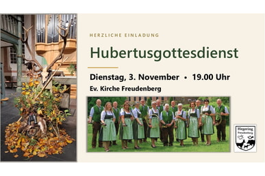 Hubertusgottesdienst3. November | 19 Uhr Ev. Kirche, Krottorfer Str. 19a