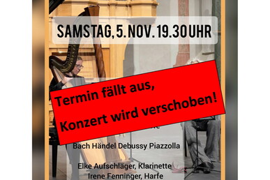 Konzert mit Harfe und Klarinette f&auml;llt aus