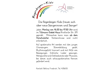 Regenbogen Kids freuen sich &uuml;ber neue S&auml;nger!