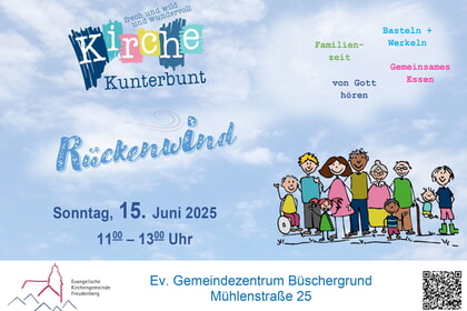 Kirche Kunterbunt<br>15. Juni | 11.00 - 13.00 Uhr<br>GMZ