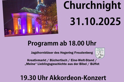 Churchnight<br>31. Oktober | ab 18.00 Uhr<br>Ev. Kirche Oberfischbach