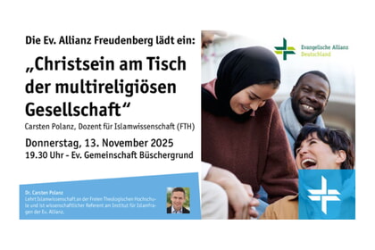 Allianzvortrag<br>13. November | 19.30 Uhr<br>Ev. Gemeinschaft<br>Wendinger Straße 4
