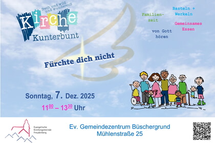 Kirche Kunterbunt<br>7. Dezember | 11.00 Uhr<br>GMZ
