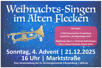 Weihnachstsingen<br>im Alten Flecken<br>21. Dezember | 16 Uhr<br>Marktstraße