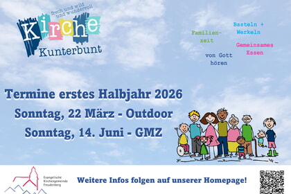 Kirche Kunterbunt<br>Termine erstes Halbjahr 2026