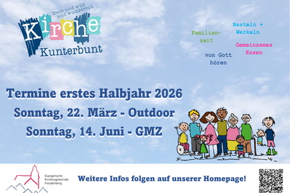 Kirche Kunterbunt<br>Termine erstes Halbjahr 2026