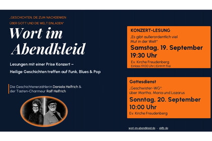 Wort im Abendkleid<br>19.Sept.| 19.30 Uhr<br>Ev. Kirche, Krottorfer Str. 19a