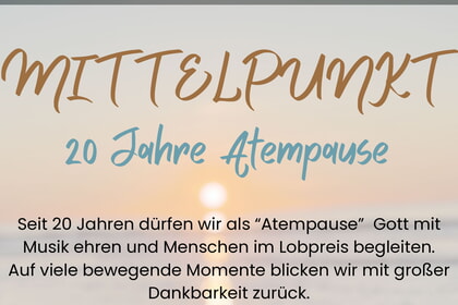 20 Jahre Atempause<br>18. September | 19 Uhr<br>Vereinshaus Plittershagen, Plittershagener Str. 126