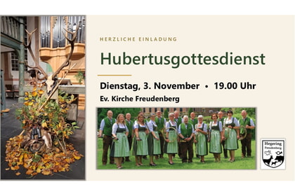 Hubertusgottesdienst<br>3. November | 19 Uhr<br> Ev. Kirche, Krottorfer Str. 19a